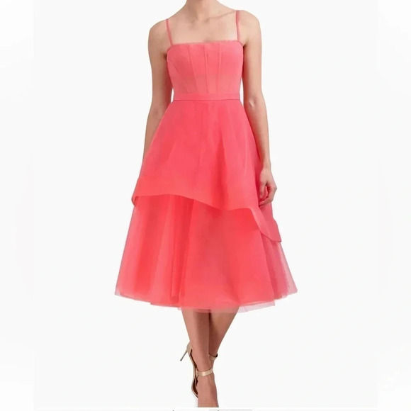BCBGMAXAZRIA Marian Bustier Coral Fit and Flare Corset Evening Dress. Size 4 - Picture 2 of 12